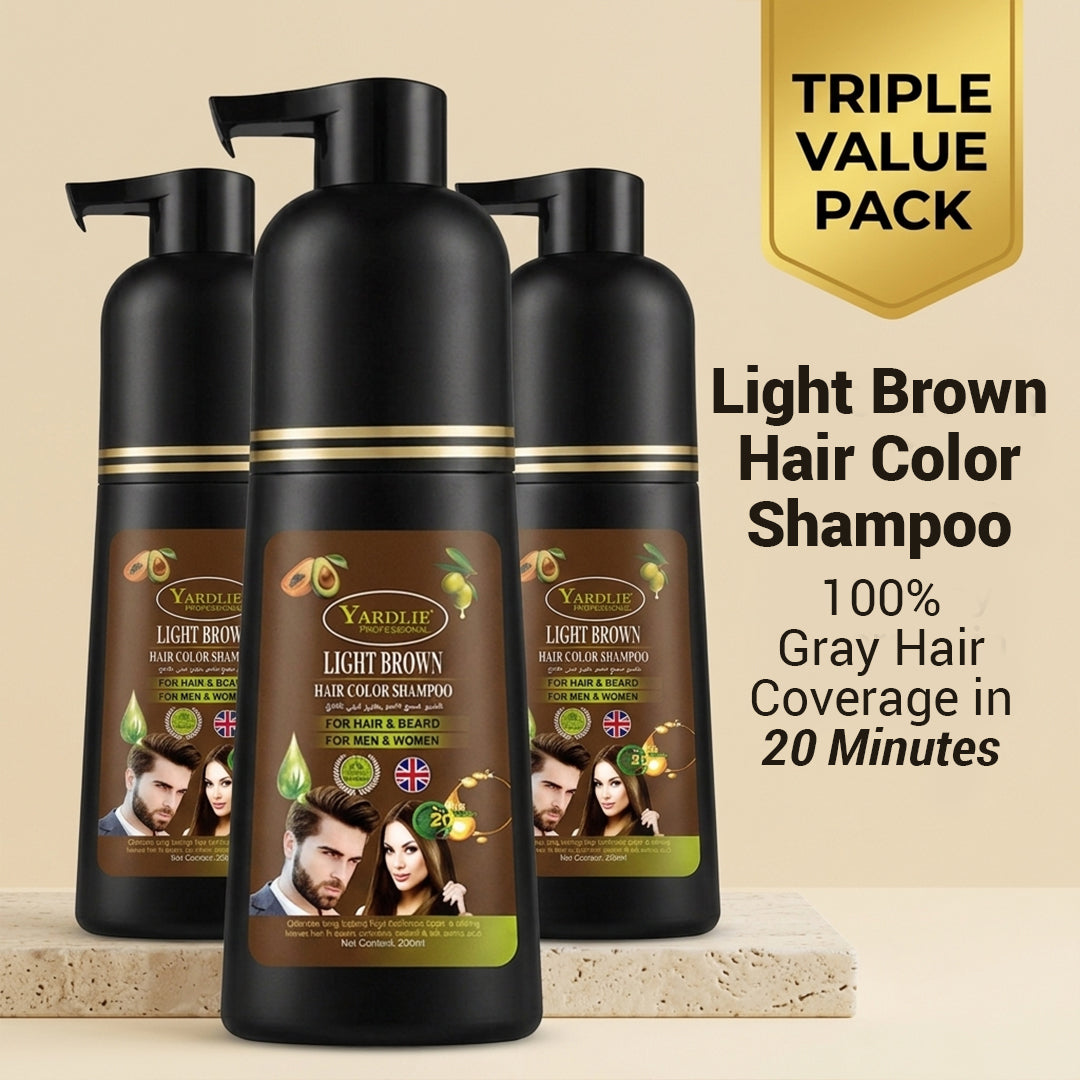 Yardlie Hair Color Shampoo – Triple Pack | Dark Brown | 7-in-1 Color Care | 200ML