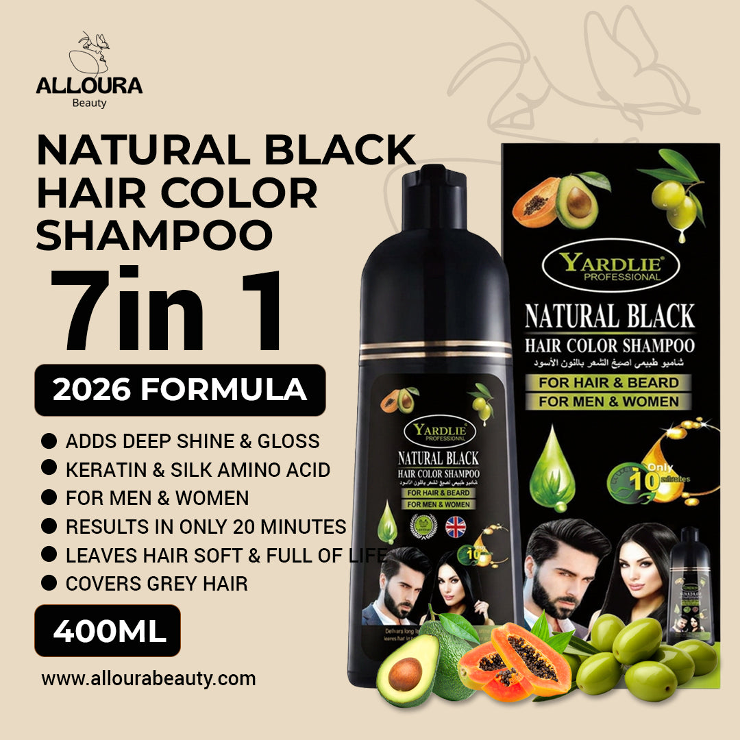 Yardlie Hair Color Shampoo – UK-Based | Natural Black| 7-in-1 Color Care | 400ML