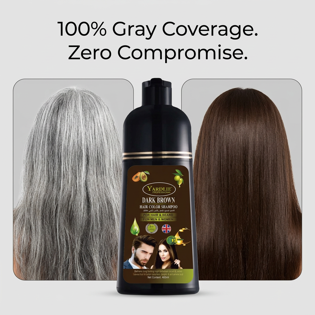 Yardlie Hair Color Shampoo – UK-Based | Dark Brown | 7-in-1 Color Care |