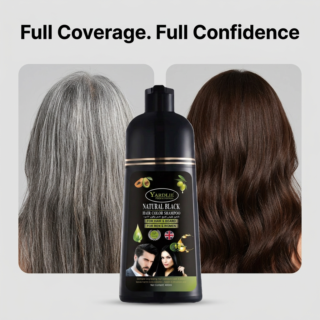 Yardlie Hair Color Shampoo – UK-Based | Natural Black| 7-in-1 Color Care |