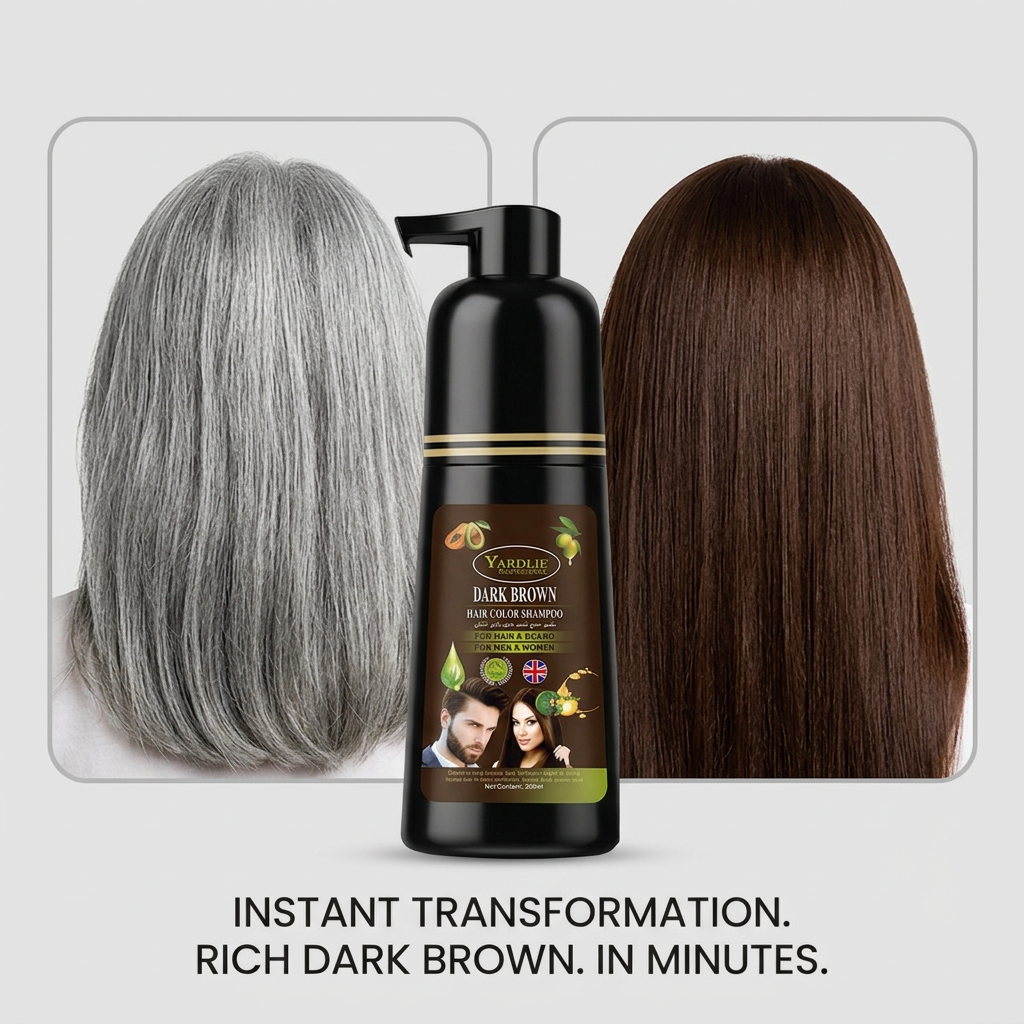 Yardlie Hair Color Shampoo – UK-Based | Dark Brown | 7-in-1 Color Care | 200ML