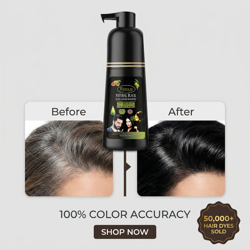 Yardlie Hair Color Shampoo – UK-Based | Natural Black| 7-in-1 Color Care |
