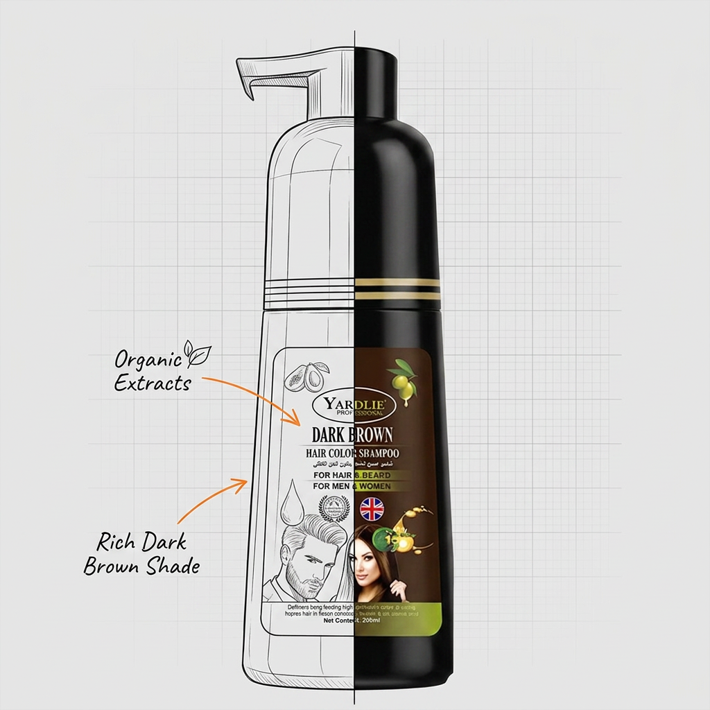 Yardlie Hair Color Shampoo – UK-Based | Dark Brown | 7-in-1 Color Care | 200ML