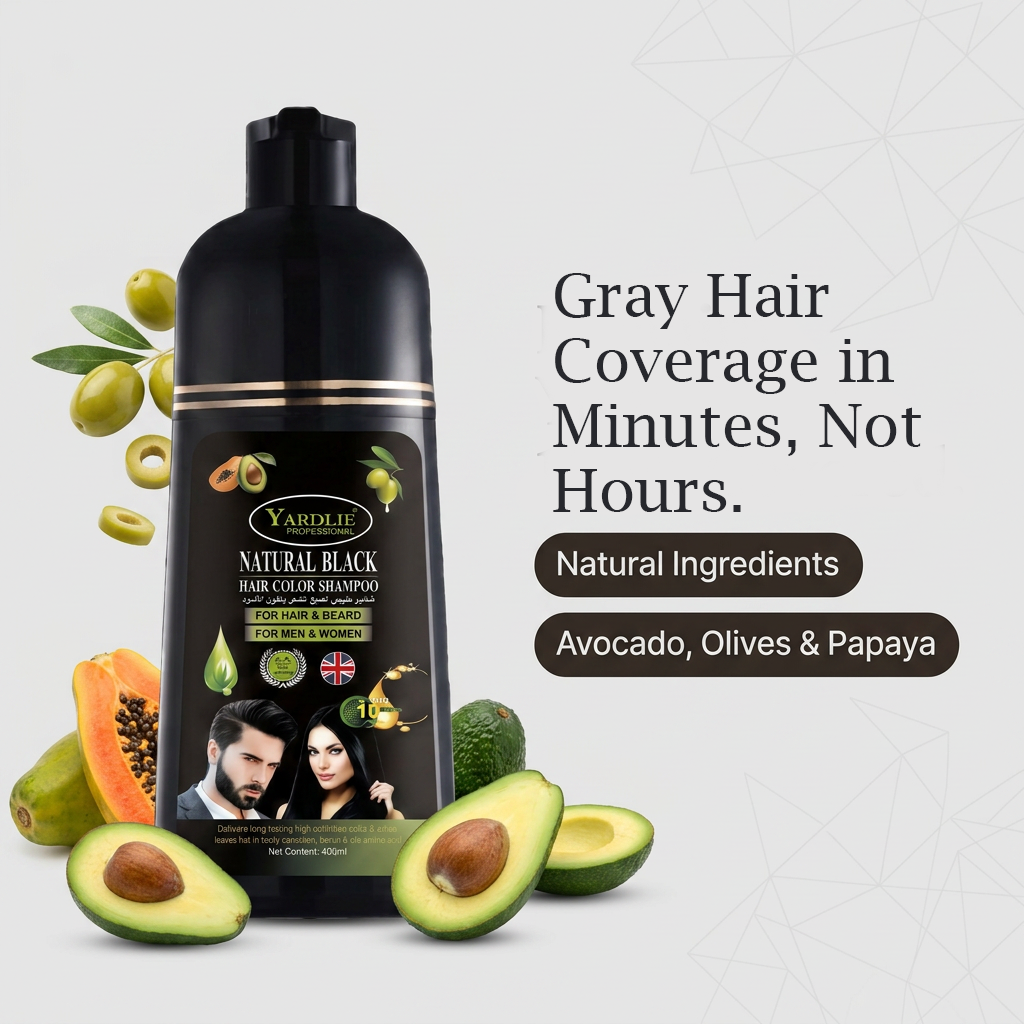 Yardlie Hair Color Shampoo – UK-Based | Natural Black| 7-in-1 Color Care |