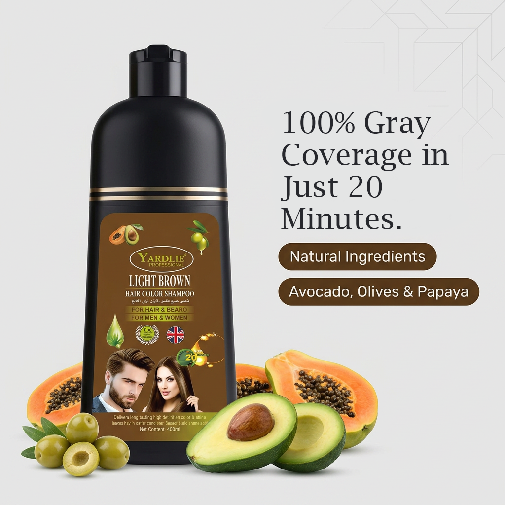 Yardlie Hair Color Shampoo – UK-Based | Light Brown | 7-in-1 Color Care |