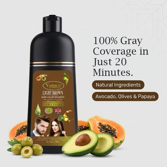 Yardlie Hair Color Shampoo – UK-Based | Light Brown | 7-in-1 Color Care | 400ML