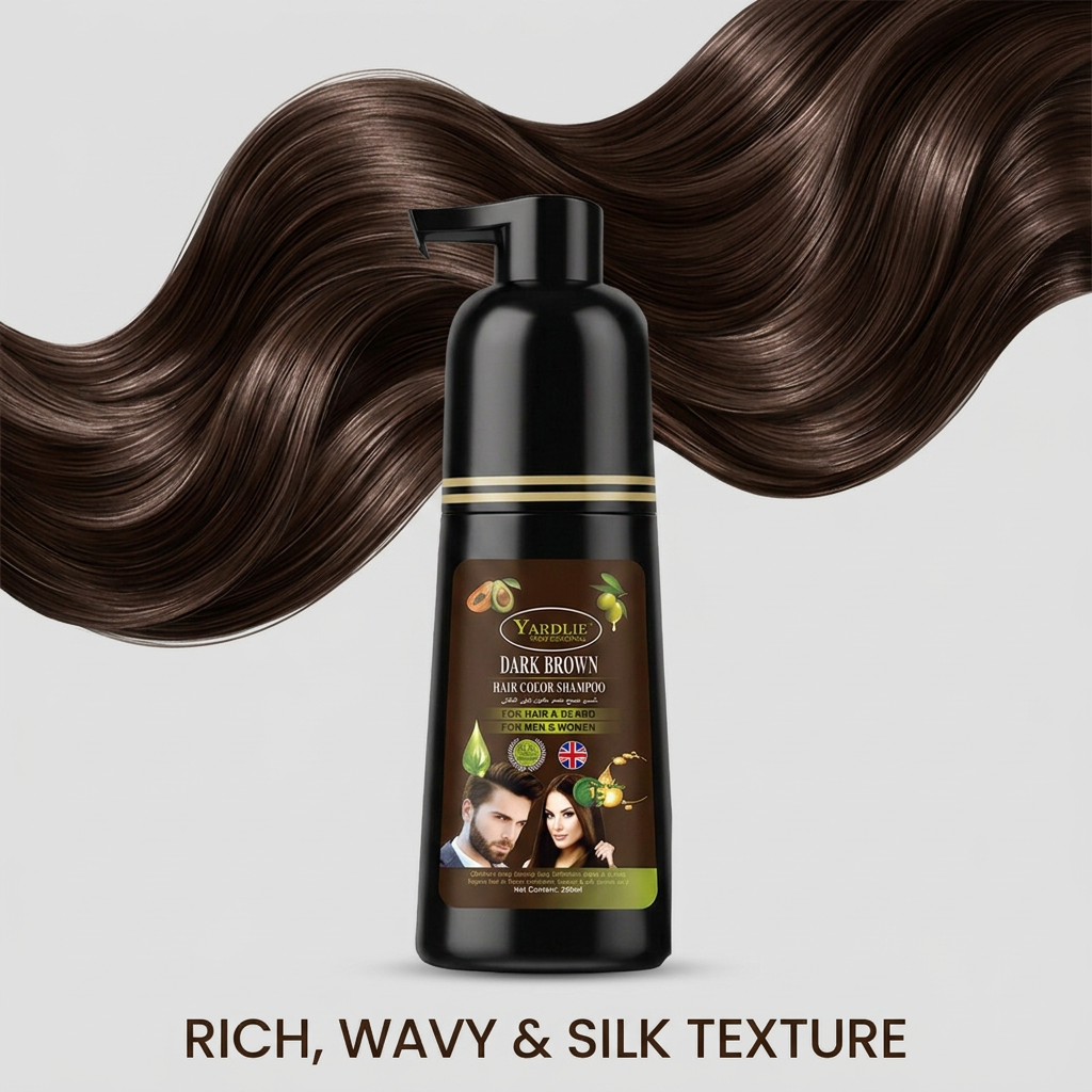 Yardlie Hair Color Shampoo – UK-Based | Dark Brown | 7-in-1 Color Care | 200ML
