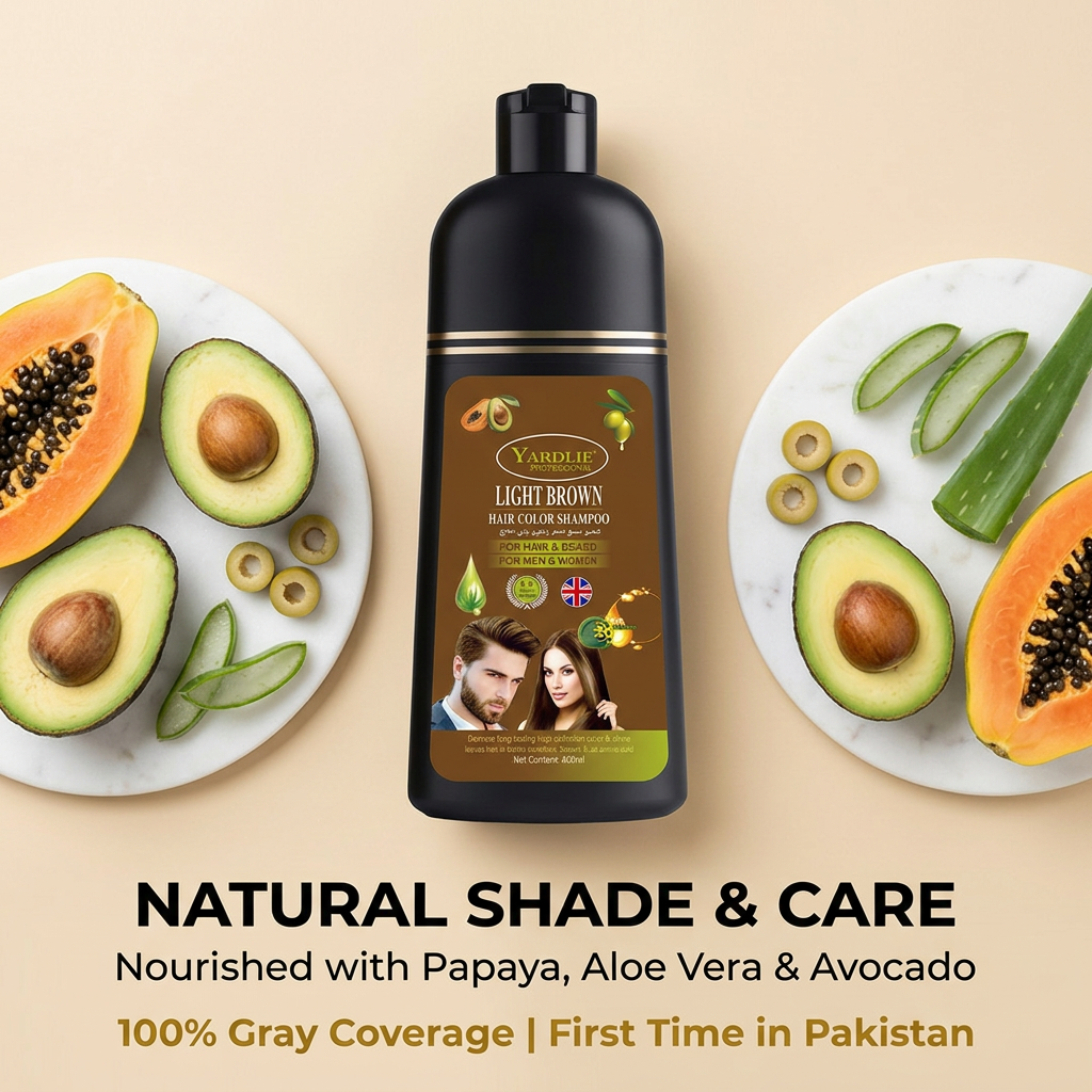 Yardlie Hair Color Shampoo – UK-Based | Dark Brown | 7-in-1 Color Care | 400ML