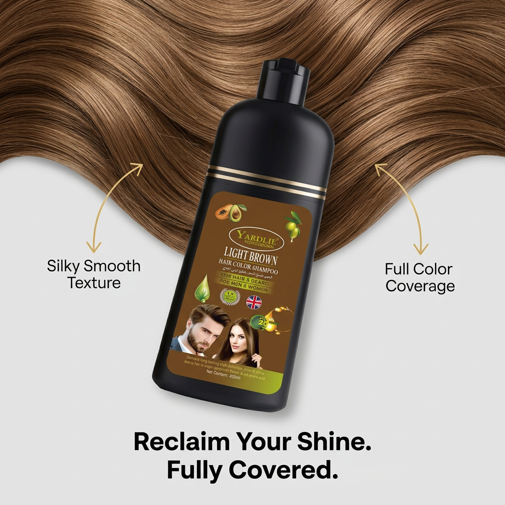 Yardlie Hair Color Shampoo – UK-Based | Light Brown | 7-in-1 Color Care |