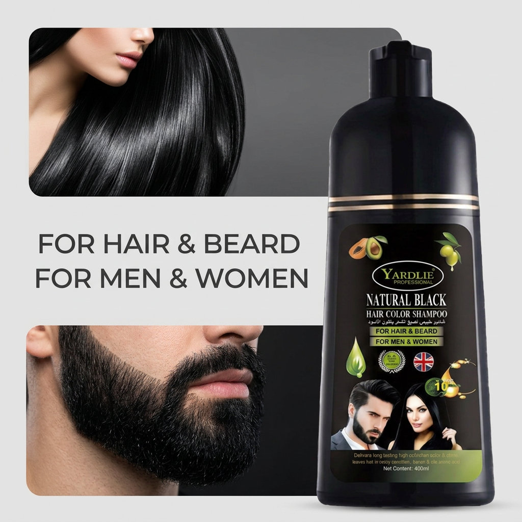 Yardlie Hair Color Shampoo – UK-Based | Natural Black| 7-in-1 Color Care |