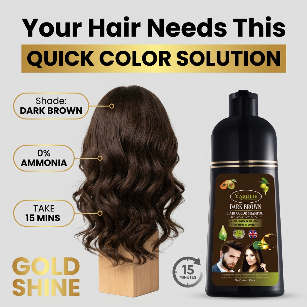 Yardlie Hair Color Shampoo – UK-Based | Dark Brown | 7-in-1 Color Care |