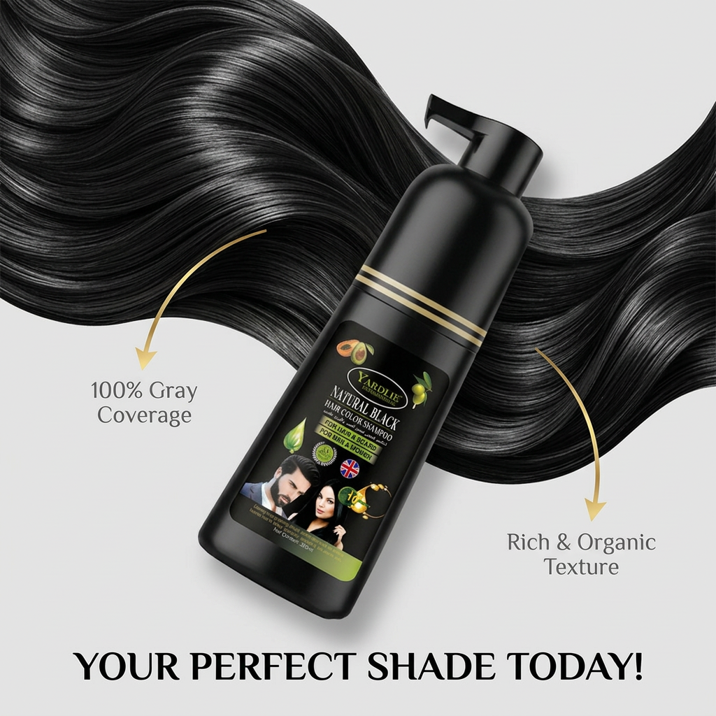 Yardlie Hair Color Shampoo – UK-Based | Natural Black| 7-in-1 Color Care |