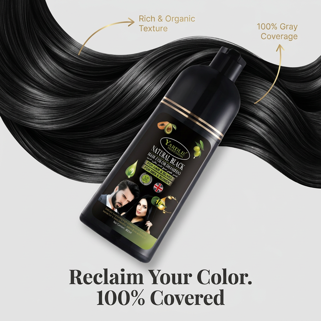 Yardlie Hair Color Shampoo – UK-Based | Natural Black| 7-in-1 Color Care |